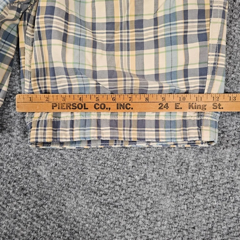VTG Abercrombie & Fitch Mens Plaid Shorts Blue Green Tan Cotton Size‎ 34 Casual